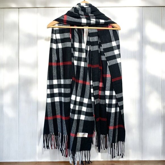 Royal Rossi 100% Cashmere Plaid Scarf With Fringe - Made In Inner Mongolia 38x29 - Picture 5 of 6